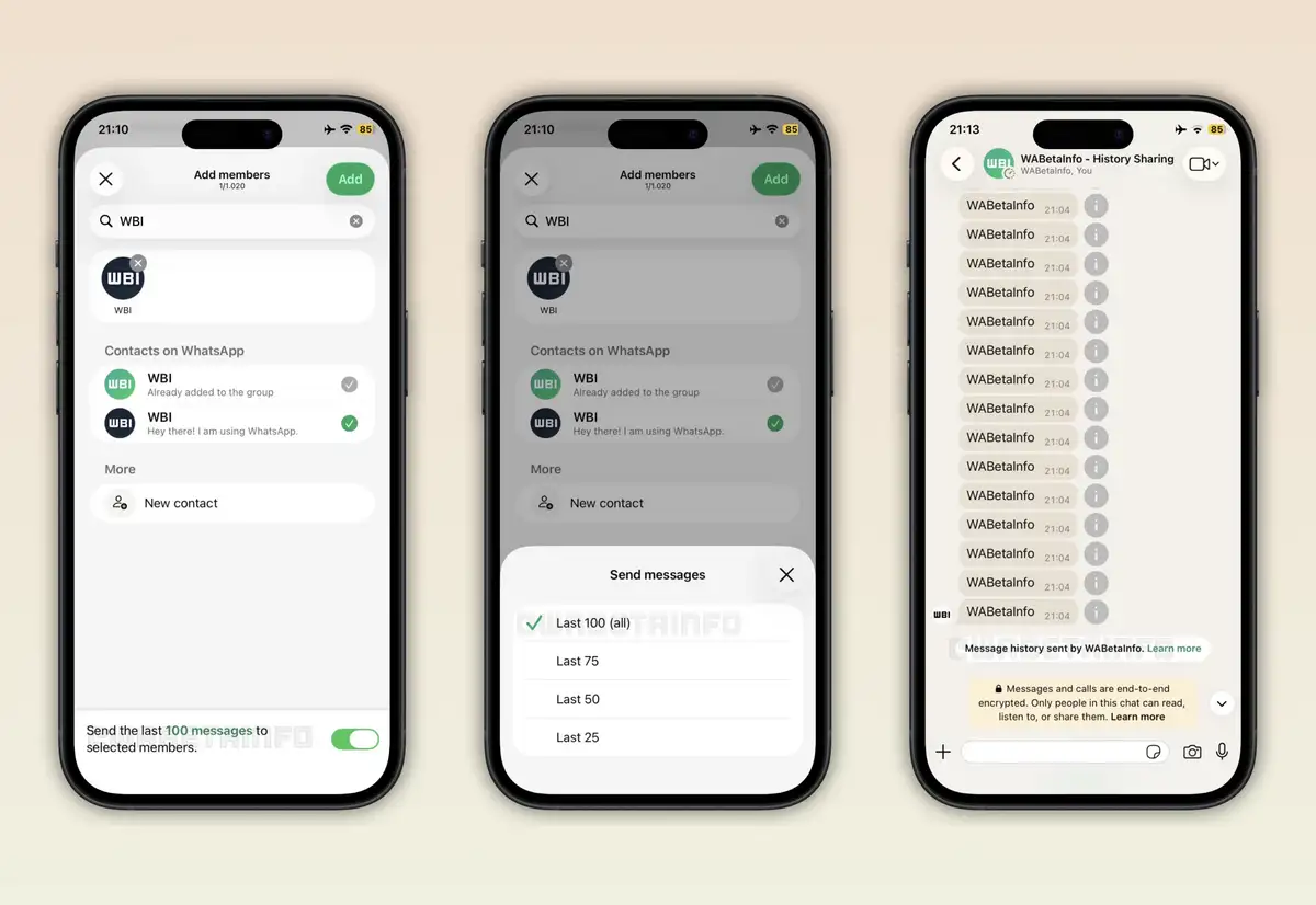 WhatsApp führt Teilen des Gruppenverlaufs für iOS-Nutzer ein