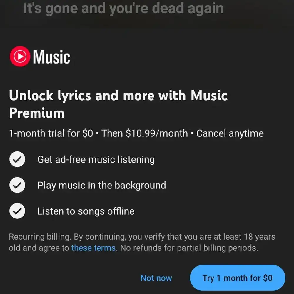 YouTube Music: Songtexte sind jetzt ein Premium-Feature