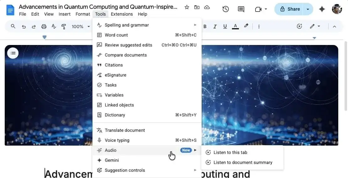 Google Docs führt Gemini-gestützte Audio-Zusammenfassungen ein